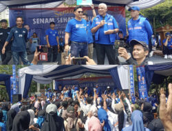 Ribuan Peserta Senam Sehat Padati Graha Wirakarya Ciparay Hadiri Syukuran Hut Ke- 23 Partai Demokrat