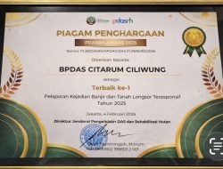 Responsif Tangani Banjir dan Longsor, BPDAS Citarum-Ciliwung Jadi Terbaik Nasional 2025